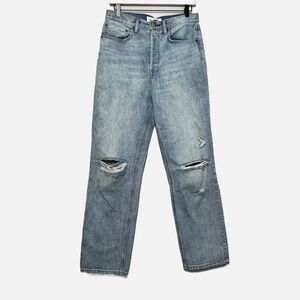 Denim Forum Joni Hugh rise loose fit Light Blue Straight Jeans 29L long aritzia